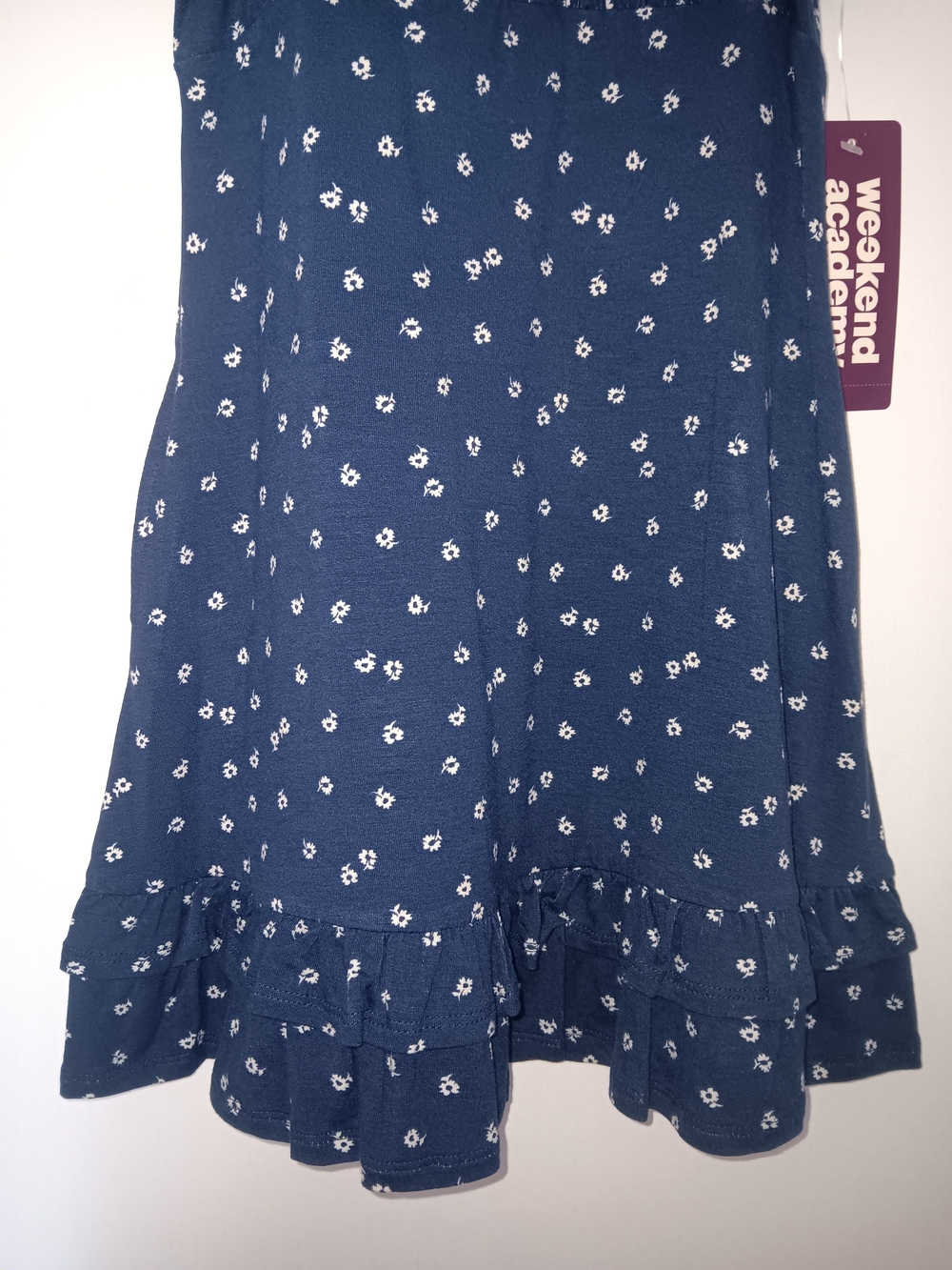 Weekend Academy Girls' Navy & White Floral Knit Peasant Dress with Pockets M (8) - Picture 4 of 10